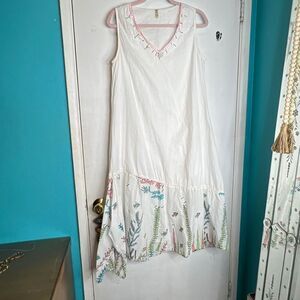 Marilu Women's Ocean Life Beaded Boho dress Size Large